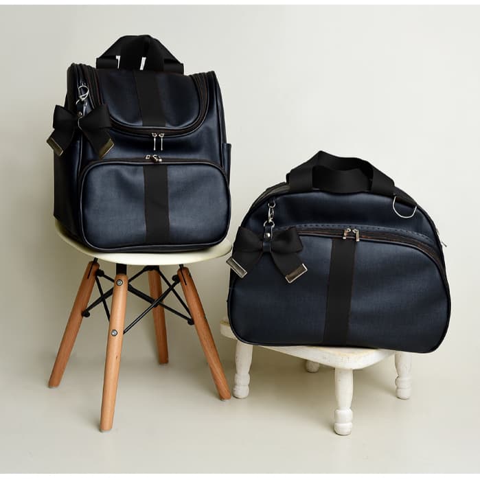 Kit Bolsa Maternidade Preta 2 peças Mala e Mochila I Mochila Luxo I Térmica Impermeável