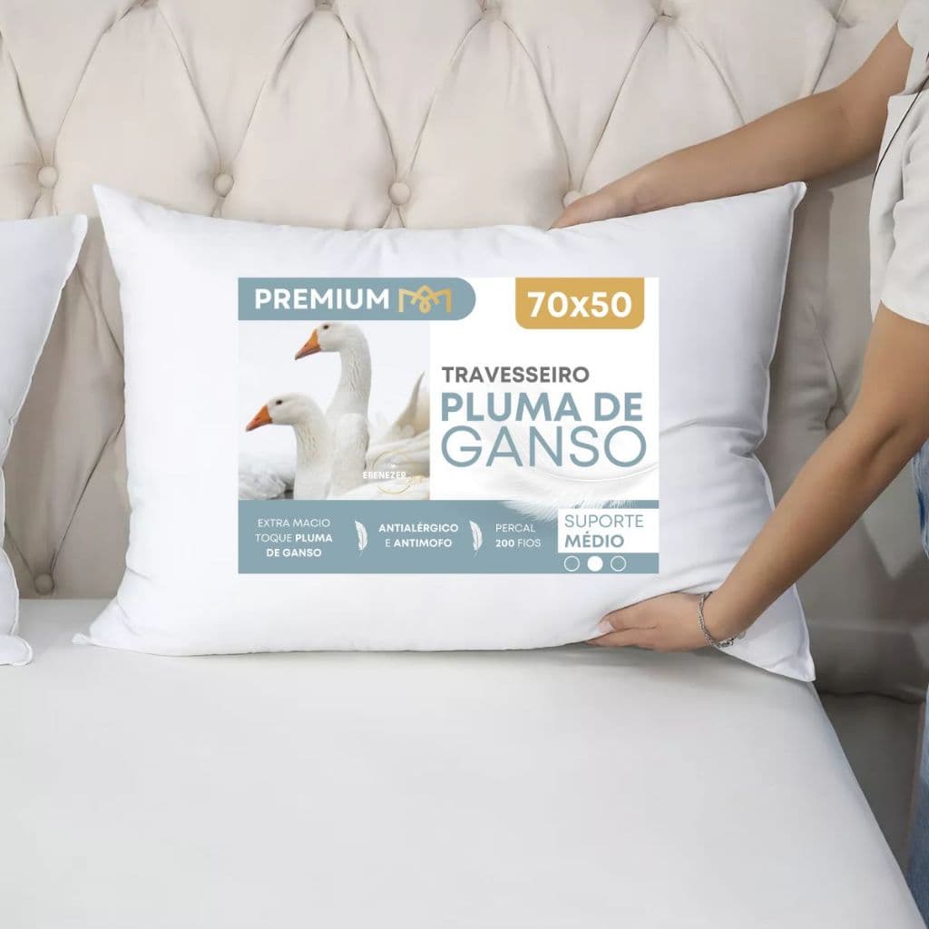 Kit 1, 2 e 4 Travesseiro Pluma De Ganso Antialérgico Antiácaro Ecopluma Resistente Confortável