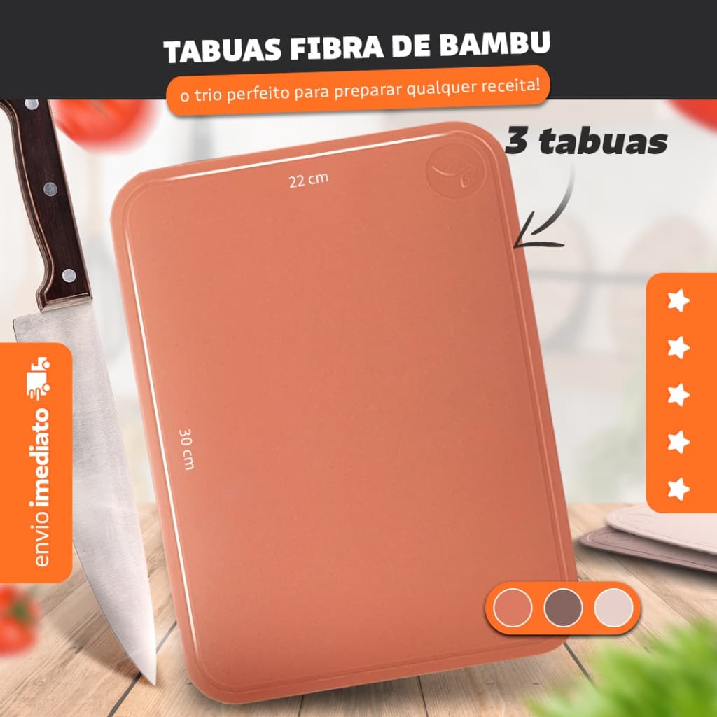 Conjunto De 3 Tábuas Para Corte De Fibra Bambu - Bhz Store
