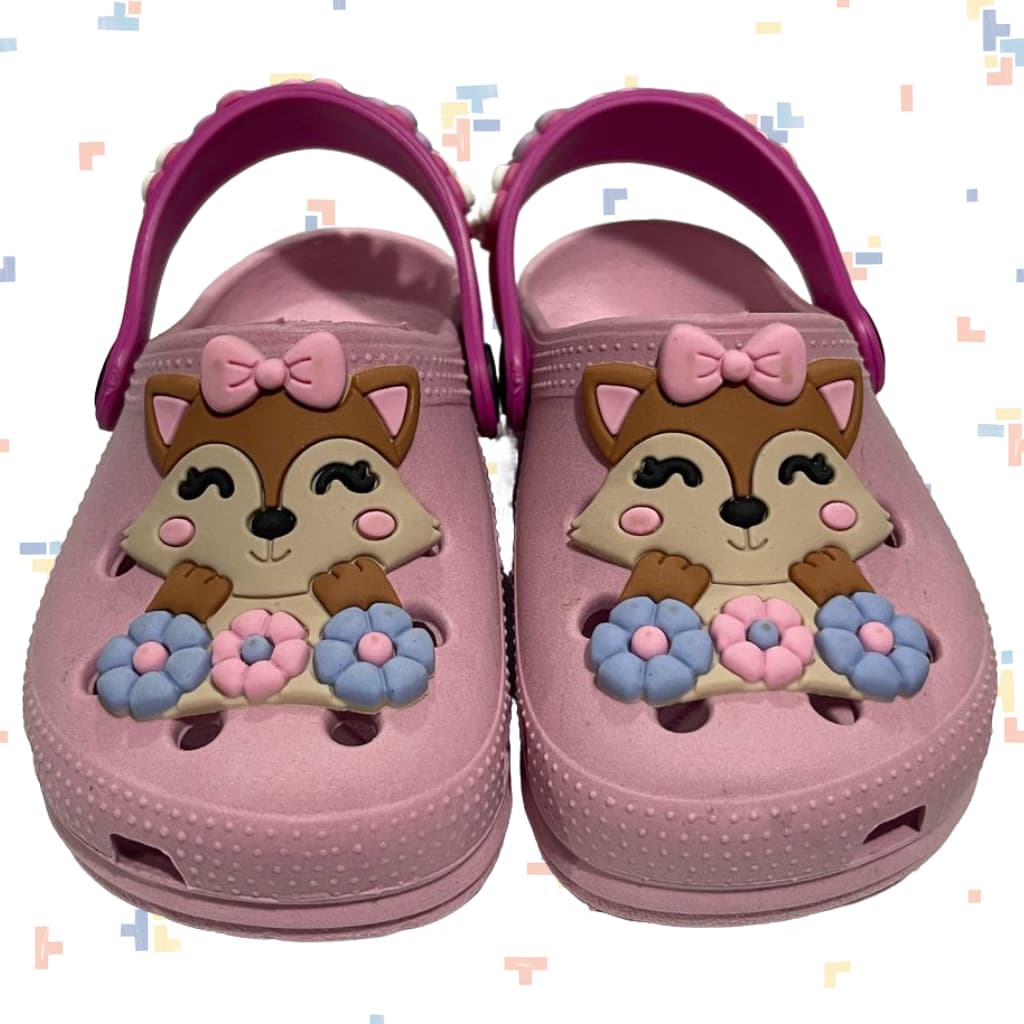 Sandália Infantil Feminina Babuche Estampa de Raposinha Leve e Confortável