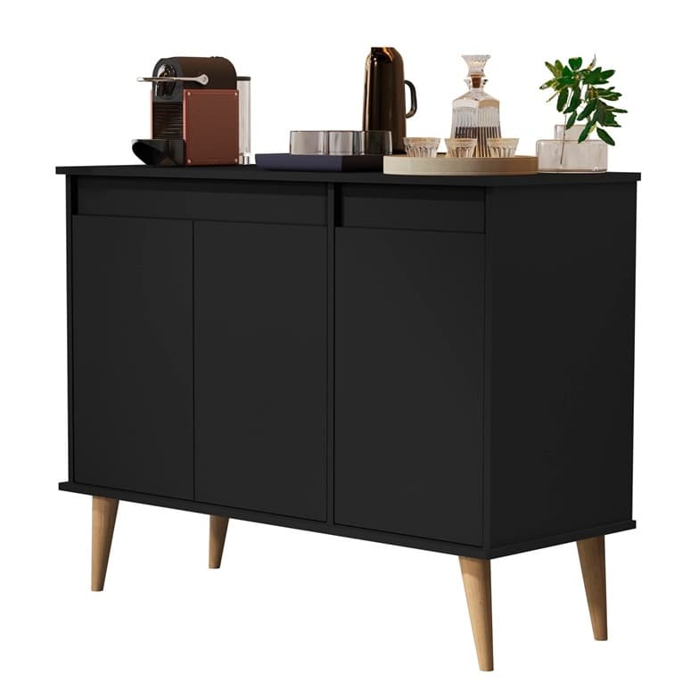 Aparador de Porta Buffet Status 3 Portas cor Preto