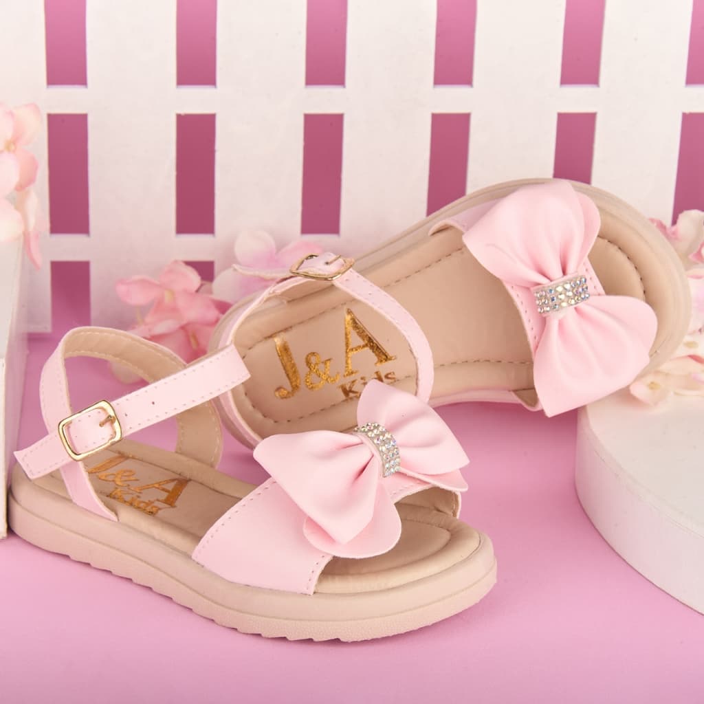 Sandália Infantil Feminina Menina Bebe Laço Strass Confortável Antiderrapante Festa Casual Macia