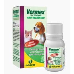 Vermex Indubras 20ml - Vermífugo para Cães e Gatos sabor Morango (Anti-Helmintico)