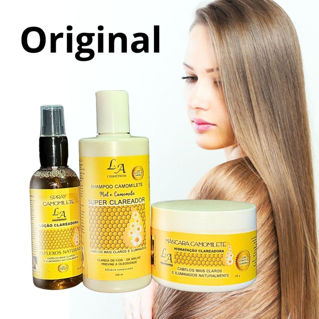 Kit Camomilete Super Clareador Capilar Loiro Natural L&A Cosméticos 2x300g 1x120ml