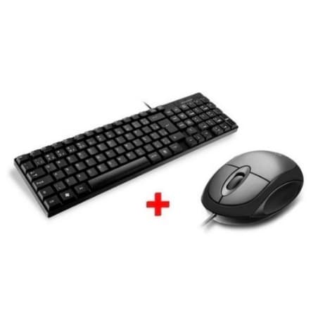 Kit Teclado Mouse Preto Com Fio Usb  Ergonomico Escritorio Casa Office Macio ABNT2