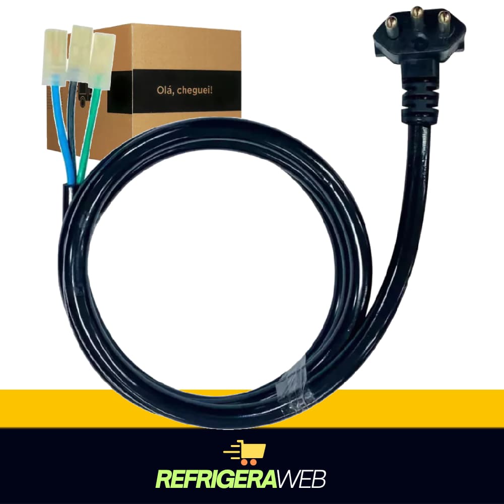 Cabo de Força para Microondas- Air Fryer - Secador 20A 110-220V Tripolar 20A / 2,5mm - 20 Ampére - Preta ou Branca