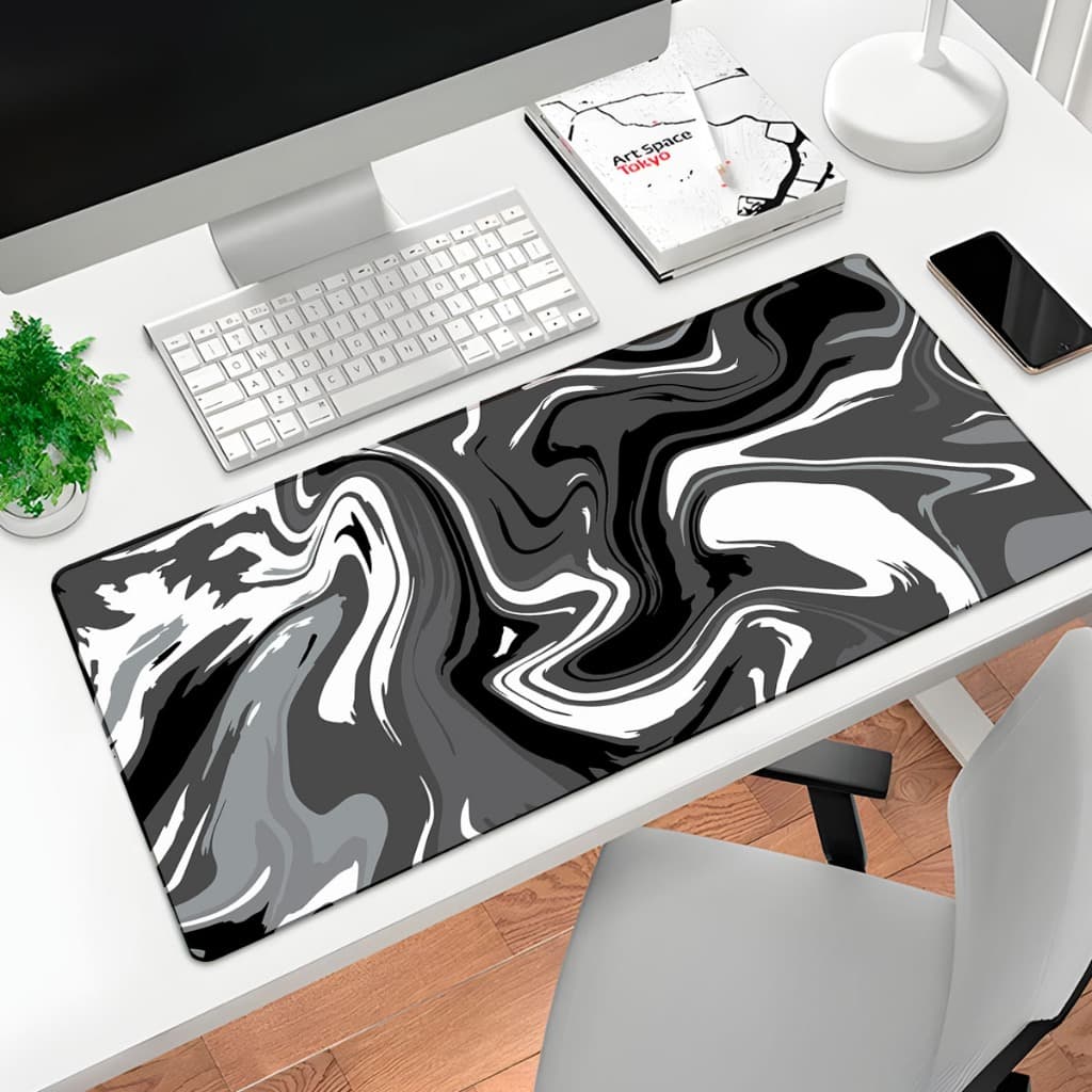 MousePad Tamanho 70X35X1MM Estampa Exclusiva Abstrata Preto e Branco