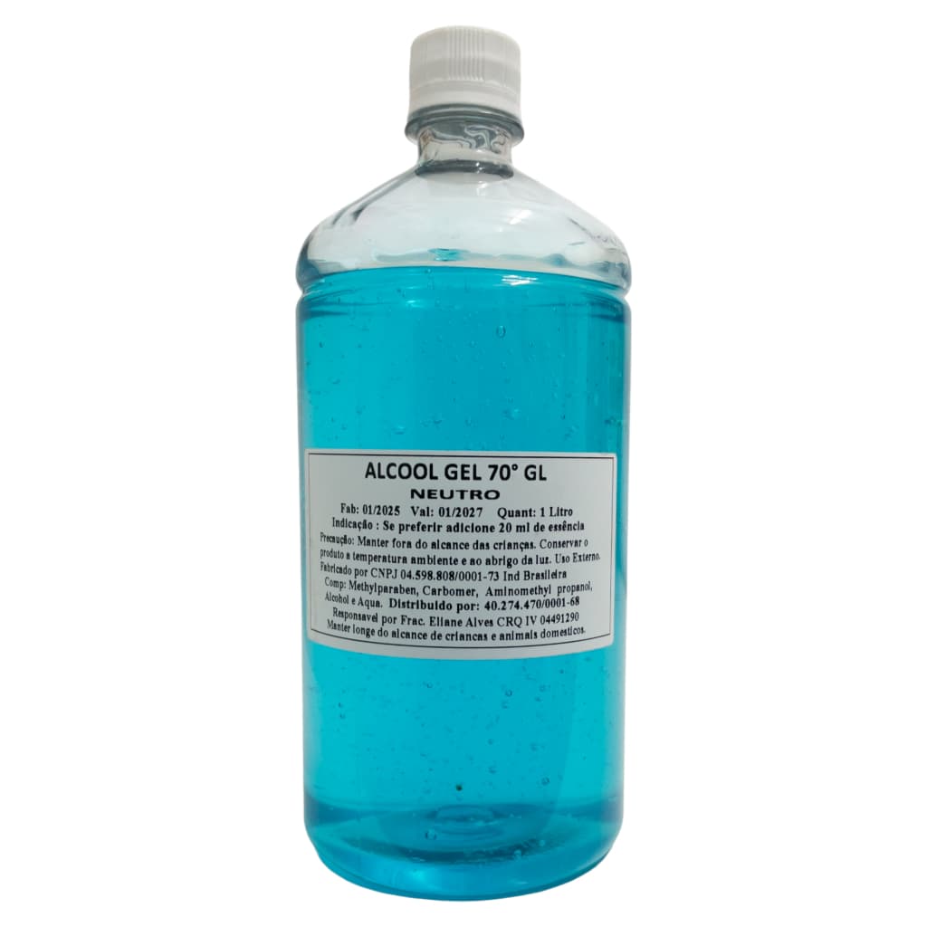 Álcool em Gel 70º GL Neutro 1 Litro Cor Azul