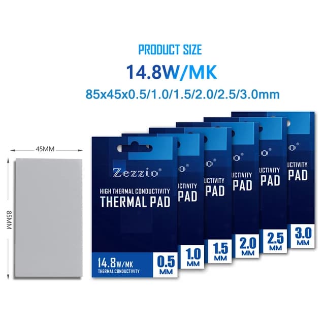 ALMOFADA TÉRMICA DE ALTO DESEMPENHO DISSIPAÇÃO DE CALOR 14.8W/MK PARA CPU GPU RAM PLACA-MÃE 3.0 MM