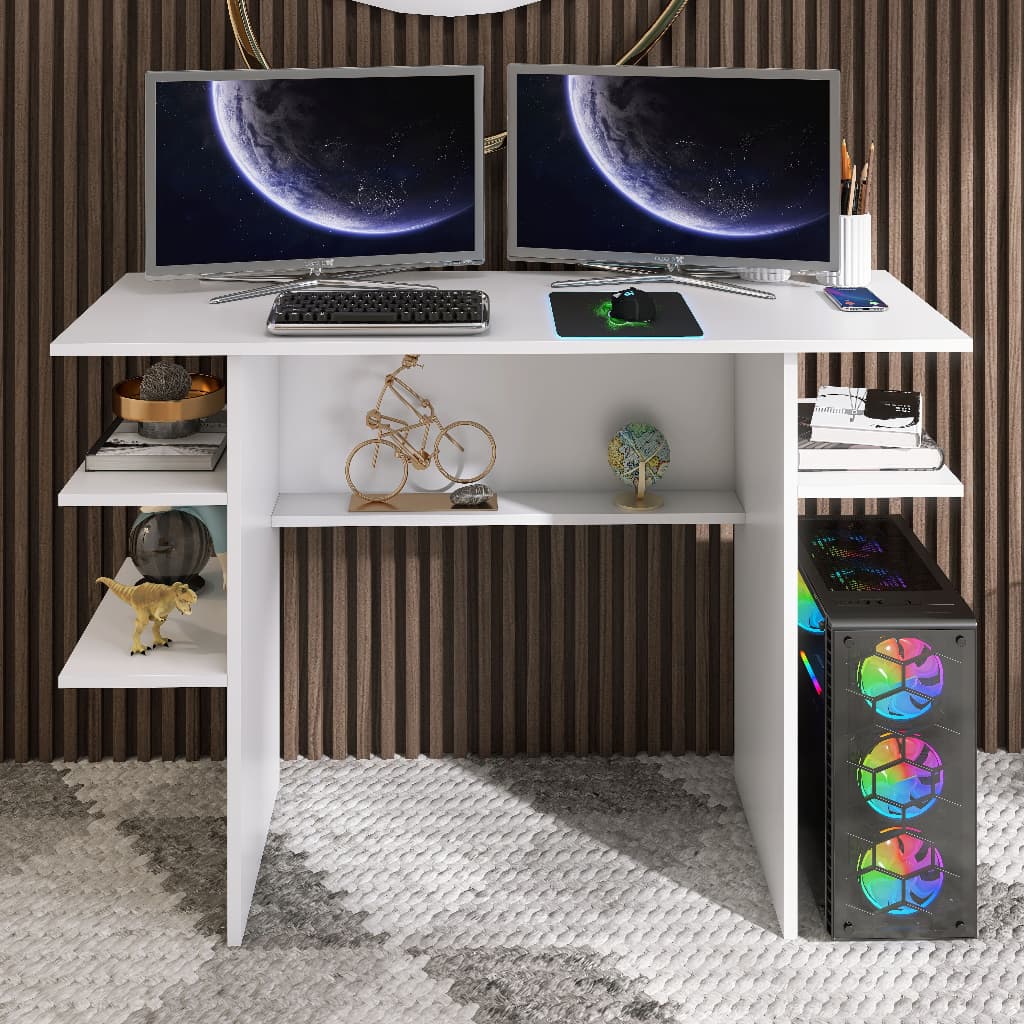 Escrivaninha Mesa para Computador Gamer Com Nichos Quarto Estudo Escritório Home Office