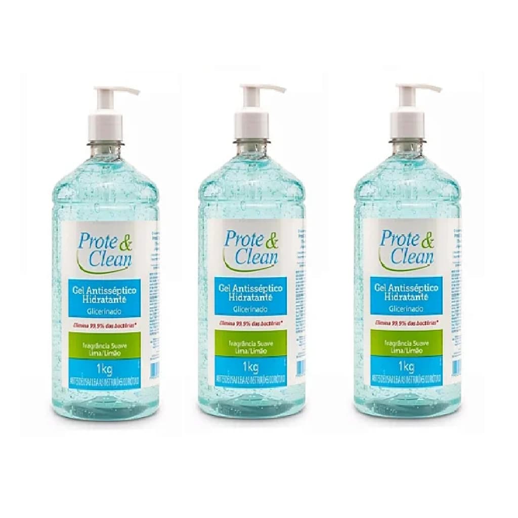 Álcool Gel 70% Higienizador Antisséptico Prote Clean - Kit 3 unidades