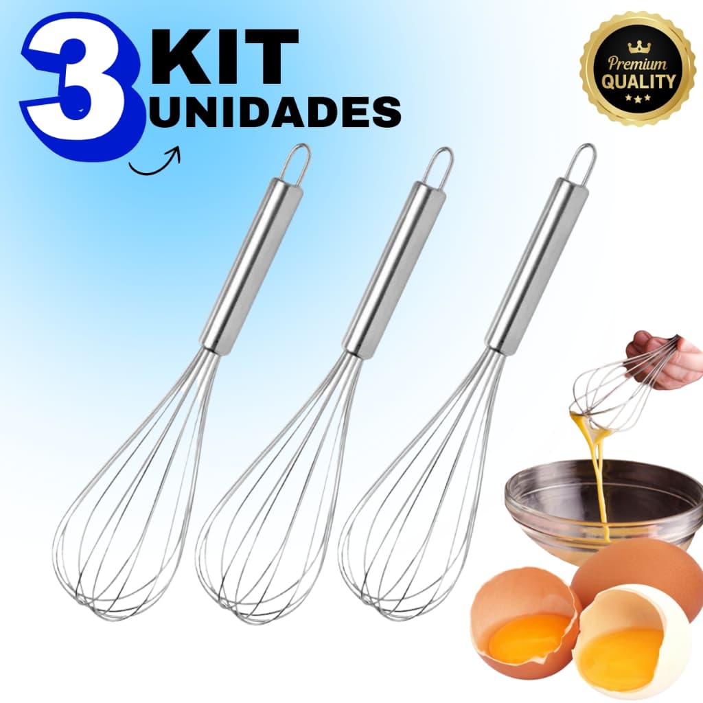 Batedor De Clara 29,5cm Reforçado Profissional Inox Utensilio De Cozinha Aço Inoxidável