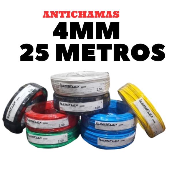 FIO CABO FLEXÍVEL 4MM ROLO COM 25 METROS