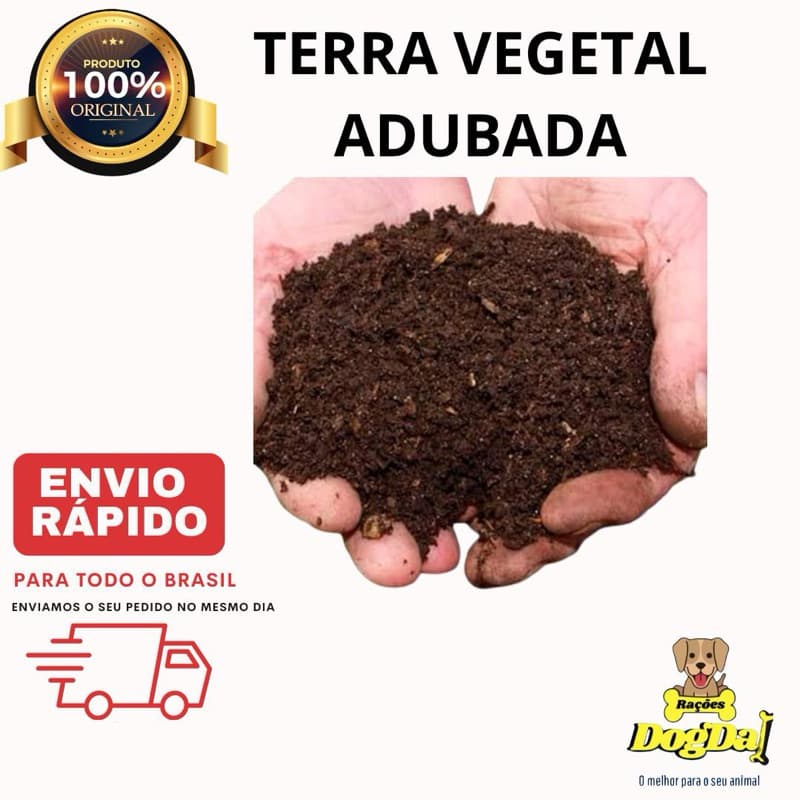 Terra Vegetal Adubada Orgânica 15KG - ( TERRA COM FERTILIZANTE )- Vasos Plantas Jardim