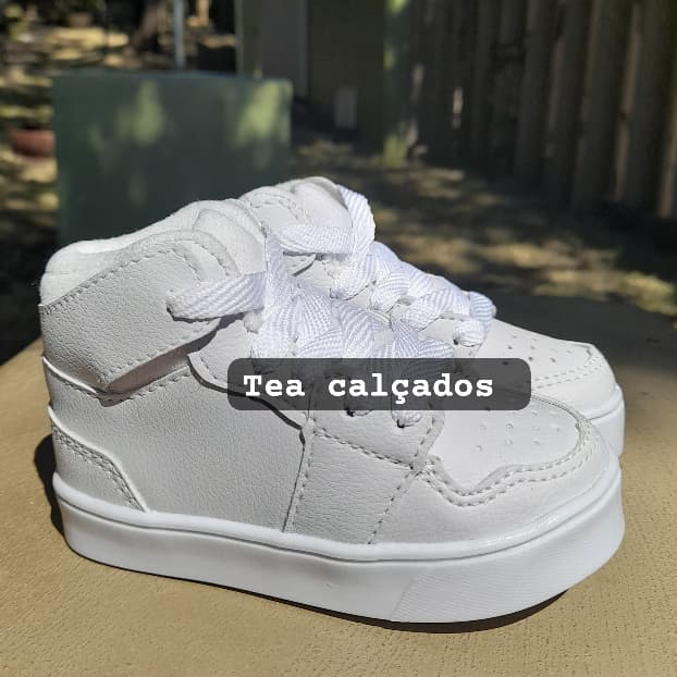 Bota infantil branca menina tênis cano alto confortável