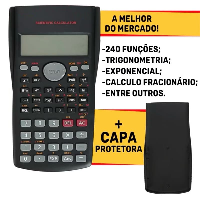 Calculadora Científica 240 Funções Original Com Capa Protetora