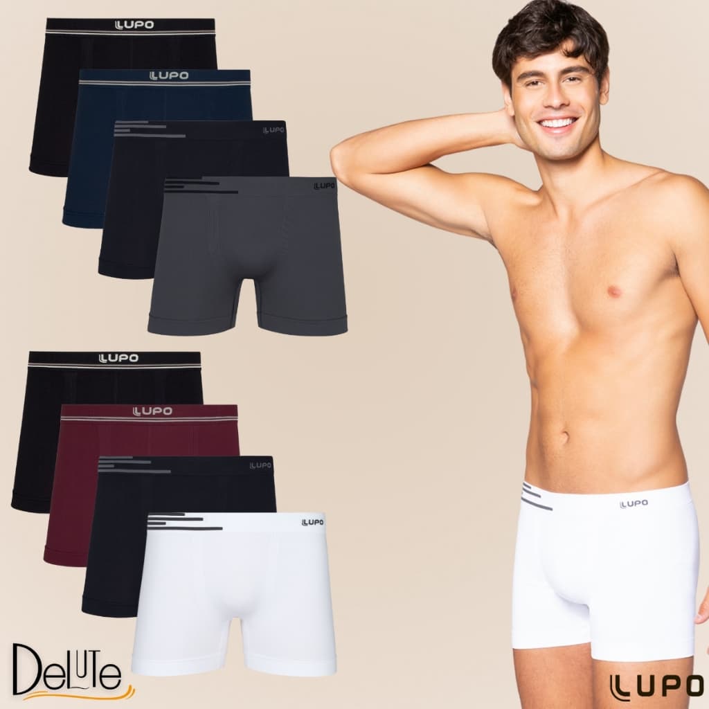 Kit De 4 Cuecas Originais Lupo Basic Boxer Box Microfibra Sem Costura