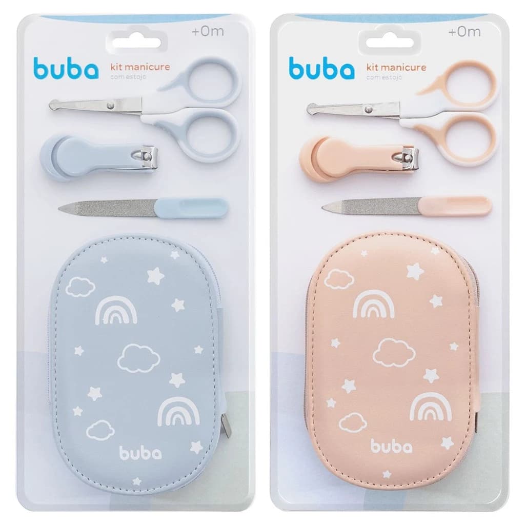 Kit Higiene Cuidados Bebê Com Estojo Manicure Recém-nascido Menino Menina Buba Tesoura Lixa Cortador