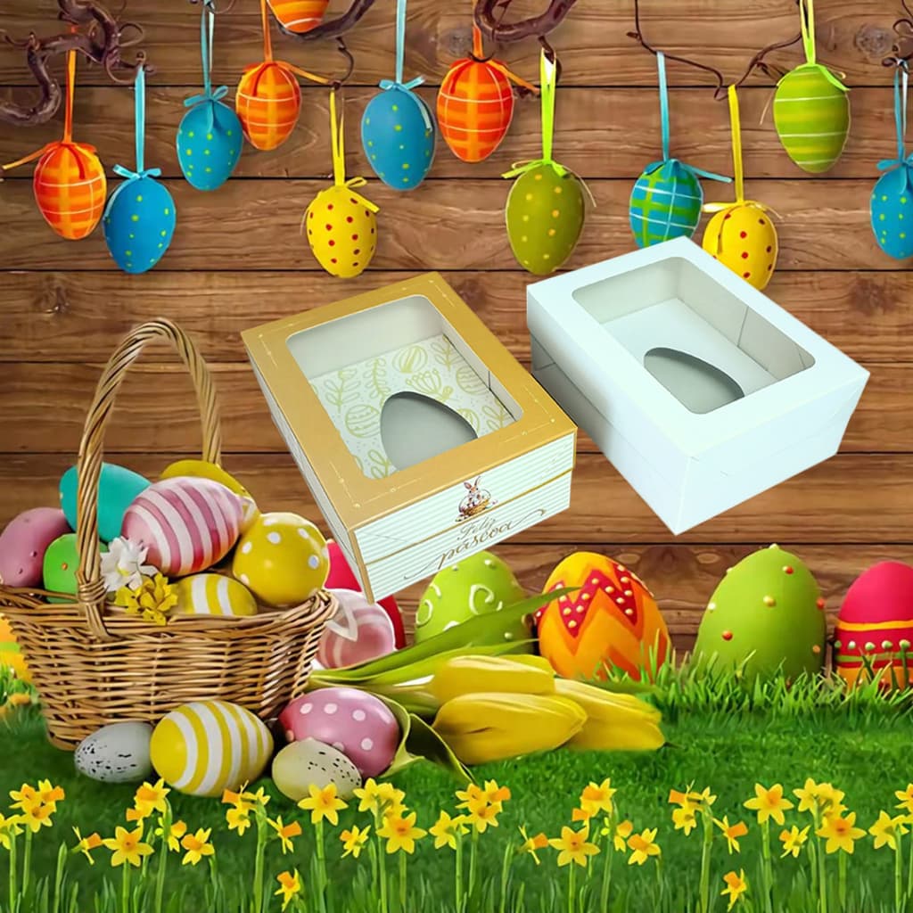 Caixa de Ovo de Páscoa com Visor | 3 em 1 (150g + 250g + 350g) | Caixa para Ovo de Colher 150g/250g/350g