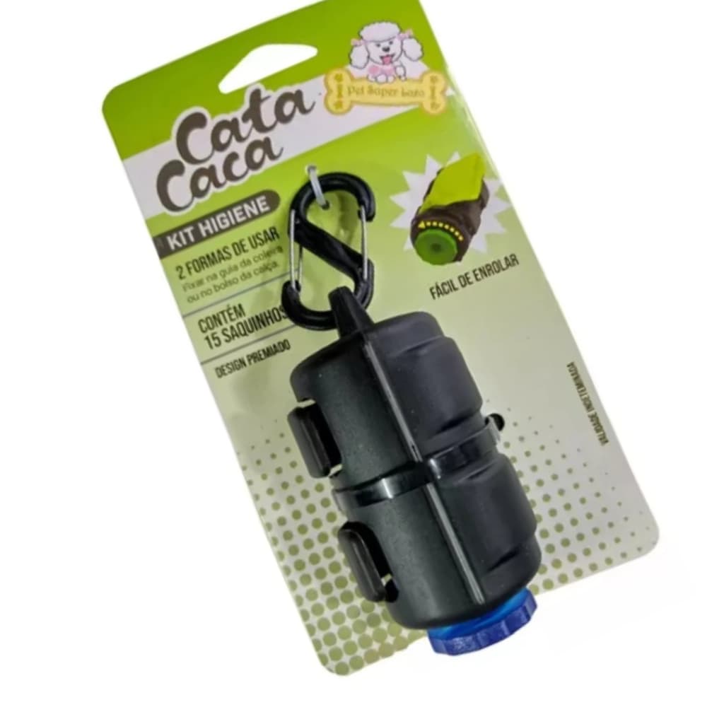 Kit Cata Caca Cata Coco Saco Lixo Pet Cão Gato Preto granada