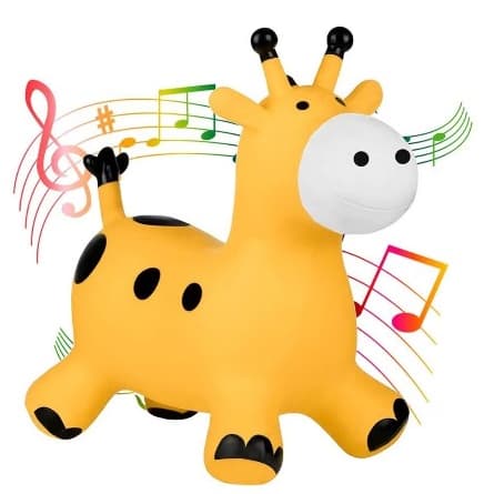 Cavalinho Upa Upa Girafa Com Som Inflável Pocoto Com Música Infantil e Led Pula Pula Brinquedo
