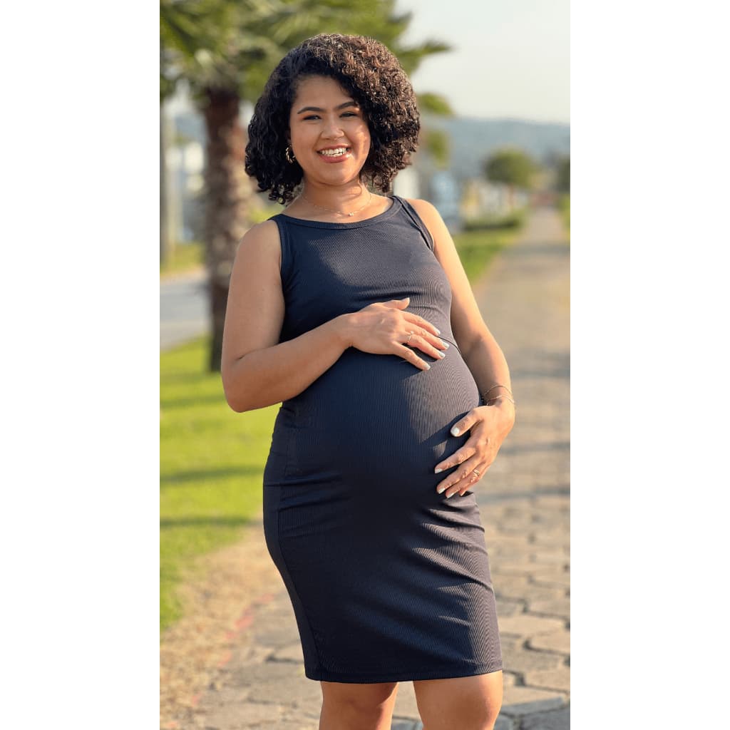 Vestido Regata Alça Gestante Amamentação Maitê Plus Size