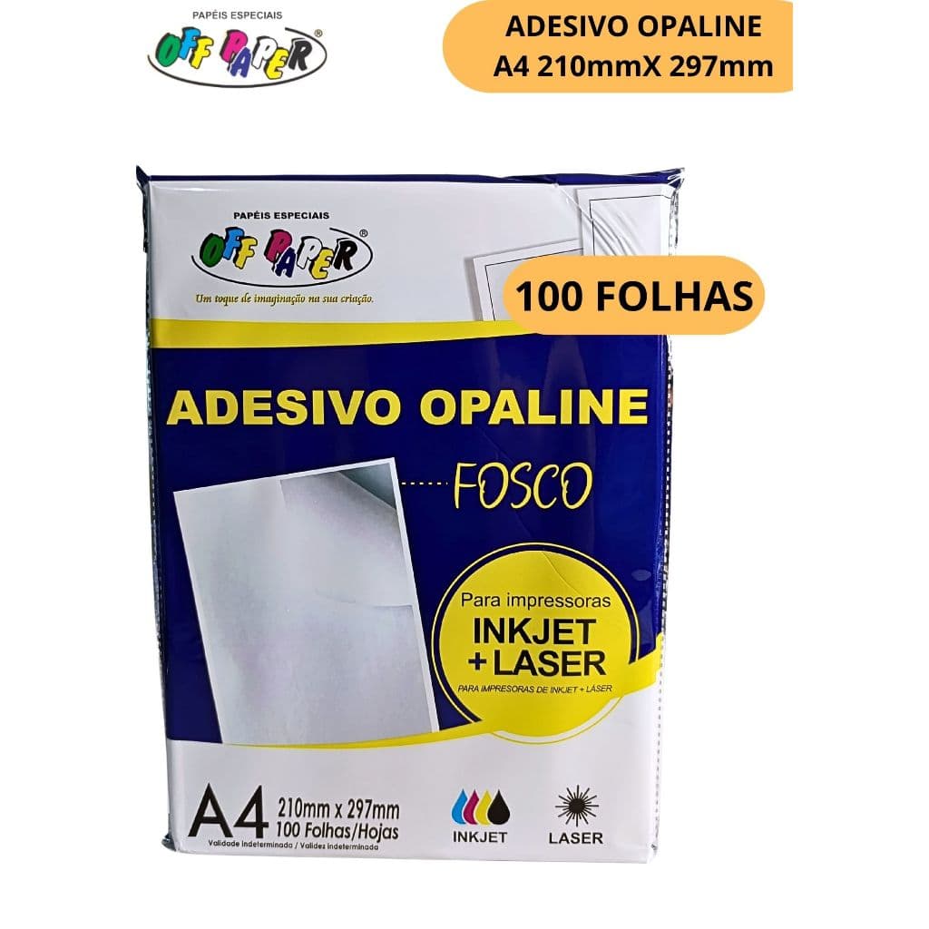 PAPEL OPALINE A4 FOSCO 100 FOLHAS- ADESIVO OFF PAPER