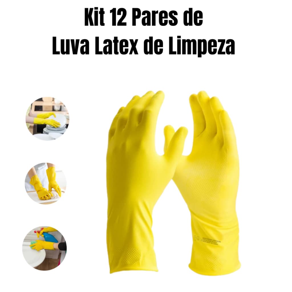 Kits De Luvas Para Limpeza Amarela Emborrachada Látex Amarela Antiderrapante Uso geral