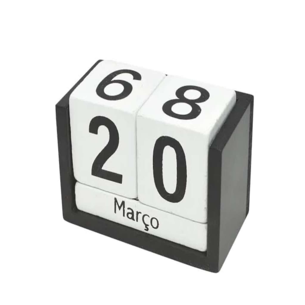 Calendário Permanente Decorativo Cubo De Mesa Madeira