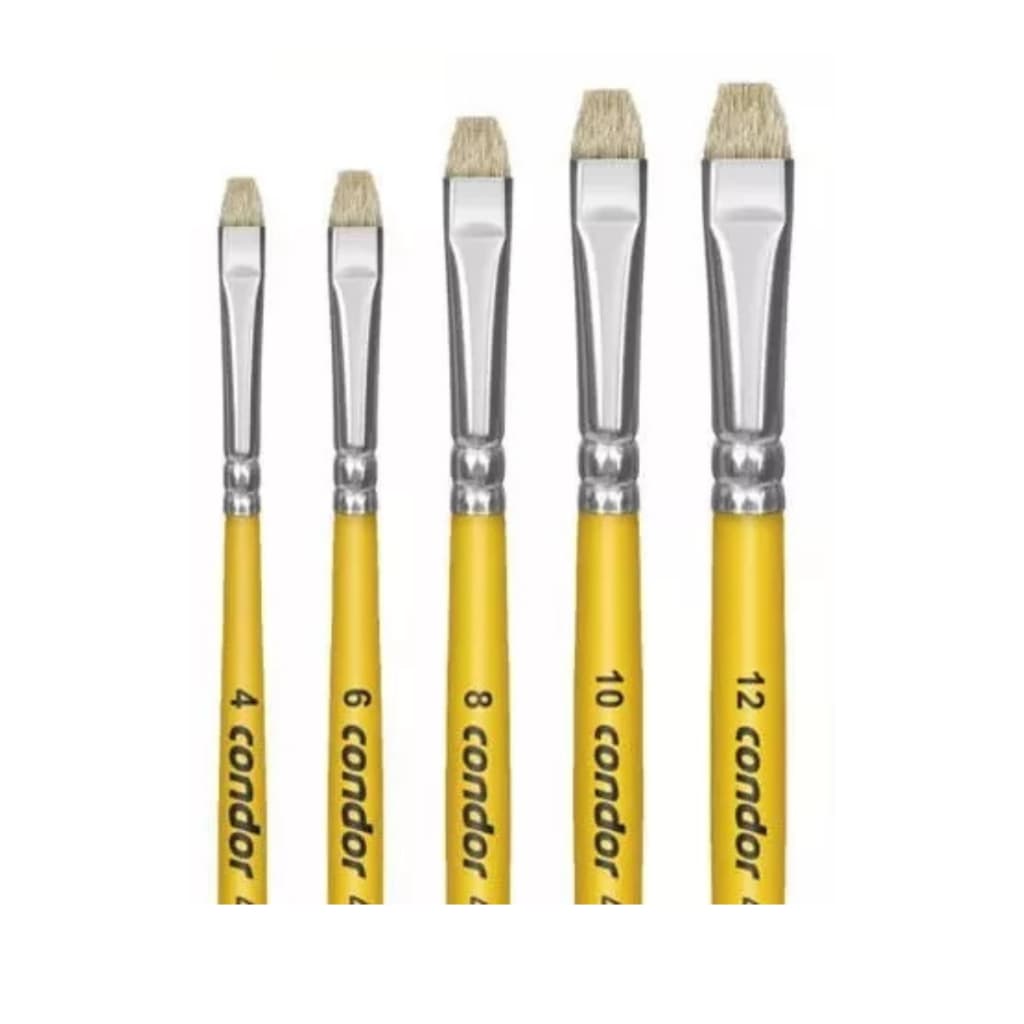 Kit 5 Pincel Condor 454 Chato Números 4, 6, 8, 10 e 12