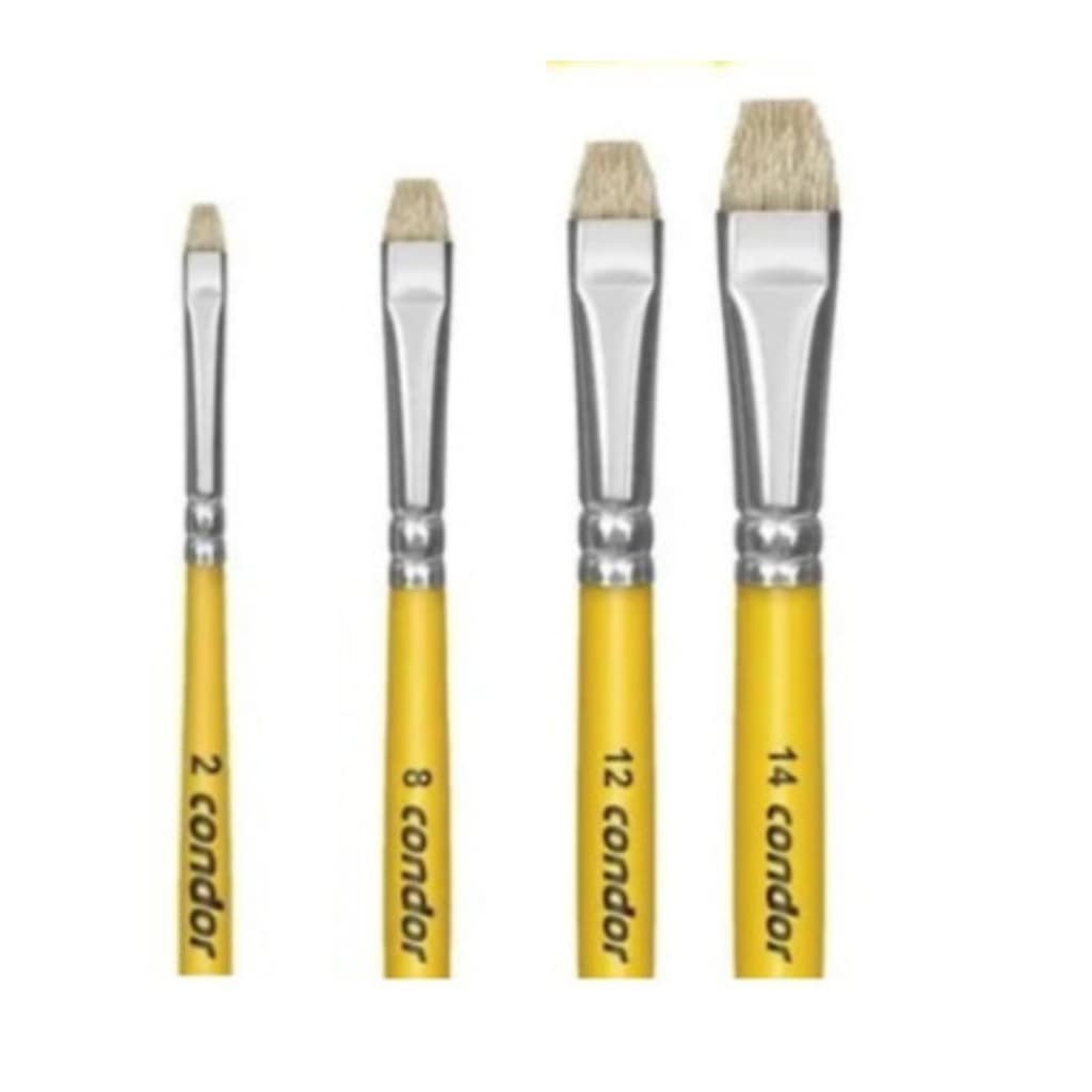 Kit 4 Pincel Condor 454 Chato Números  2, 8, 12 e 14