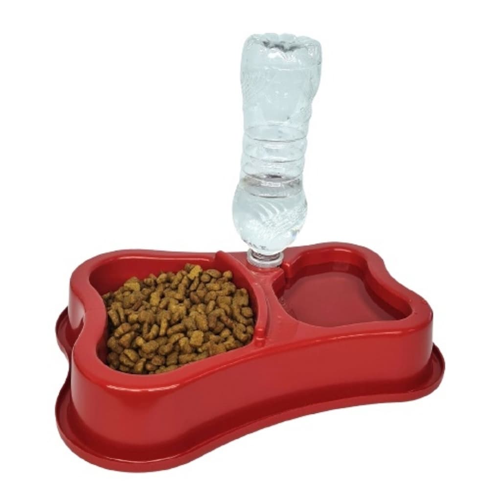 COMEDOURO E BEBEDOURO DUPLO AUTOMATICO GARRAFA PET ANTI-FORMIGA PARA CÃES 685ML