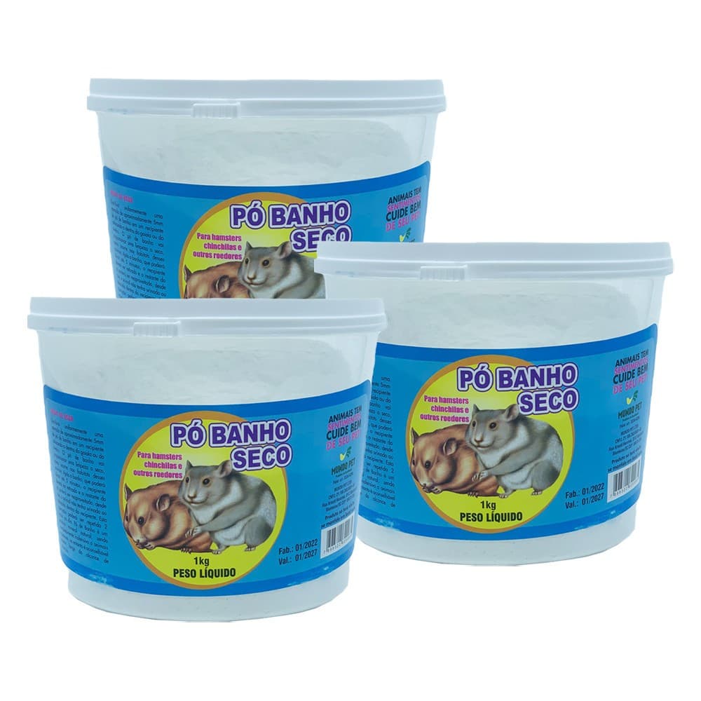 1KG Pó de Banho a Seco para Roedores Chinchila, Hamster, Coelhos Mundo Pet