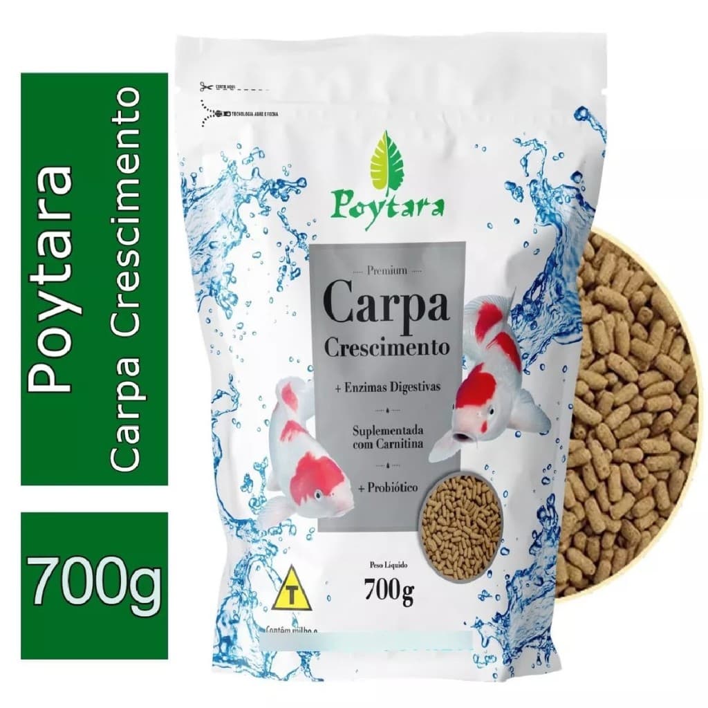 Ração Poytara Carpa Crescimento 700gr Embalagem Bagzip