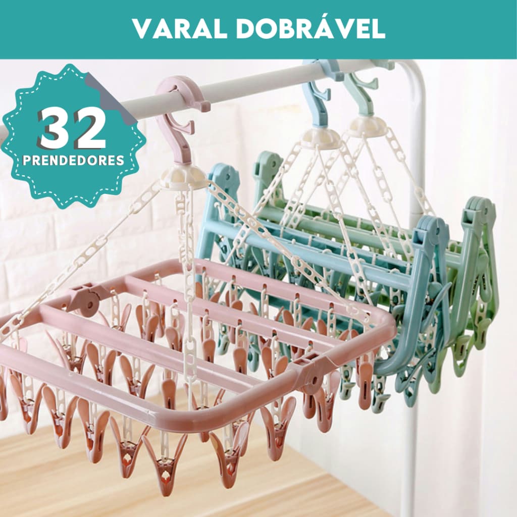 Varal de Roupas Íntimas Dobravel Com 32 Prendedores -  Meias, Calcinhas e Cuecas - CH