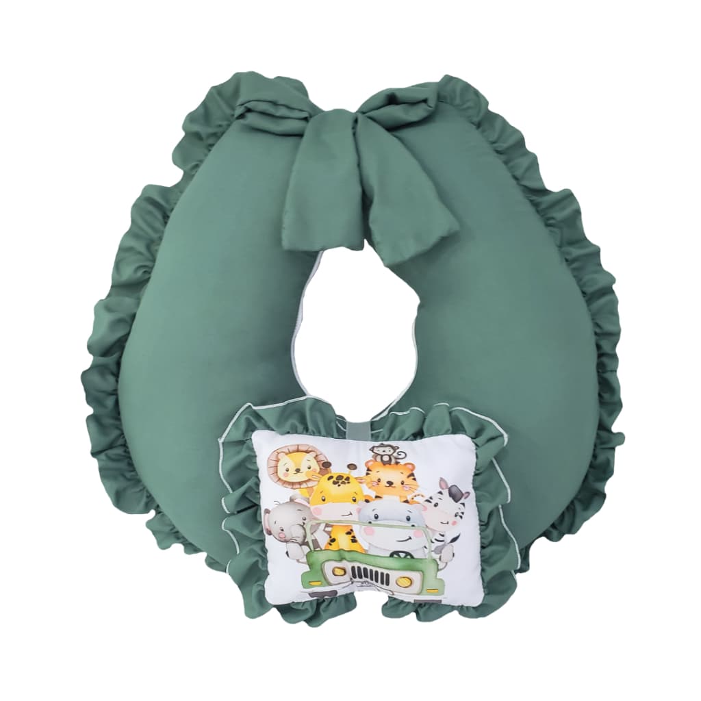 Almofada de Amamentação Grande com Zíper e Laço – Conforto para Mamãe e Bebê!