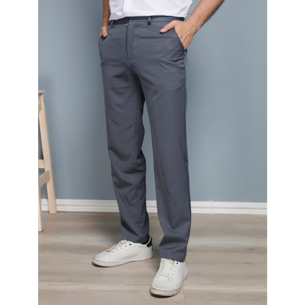 Manfinity Mode Calça de terno de negócio masculino cor sólida com elastano