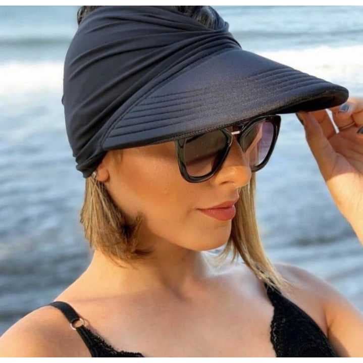 Viseira turbante de praia com proteção solar 50 UV esporte clube piscina
