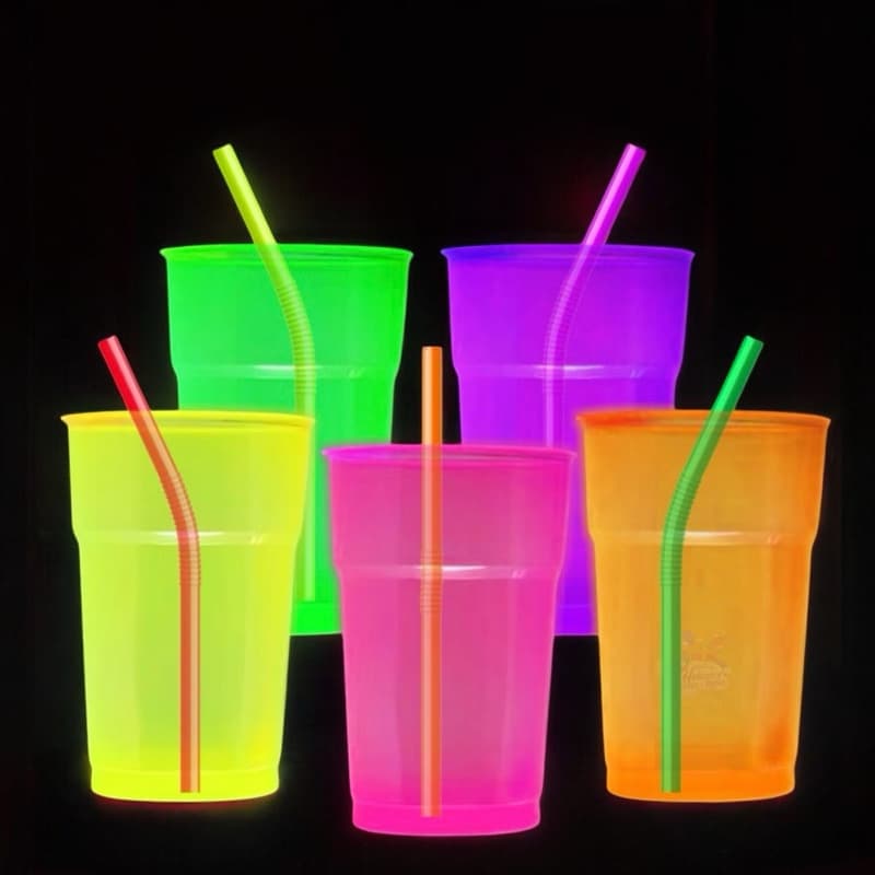 Kit 100~300 Copos Neon 300ml m Descartável Para Drink Bebida Festa Aniversário OFF
