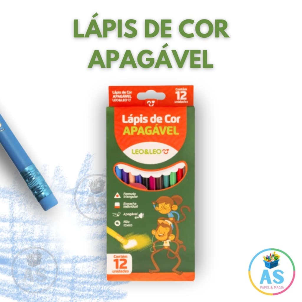 Lapis de cor apagável - leo leo apagavel 12 cores 01