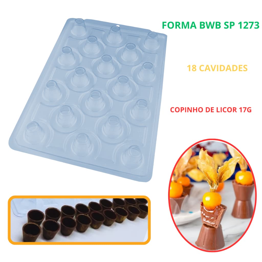 Forma De Silicone 3 Partes Copinho Licor Molde Doces Finos Chocolate Forminha Semi Profissional BWB