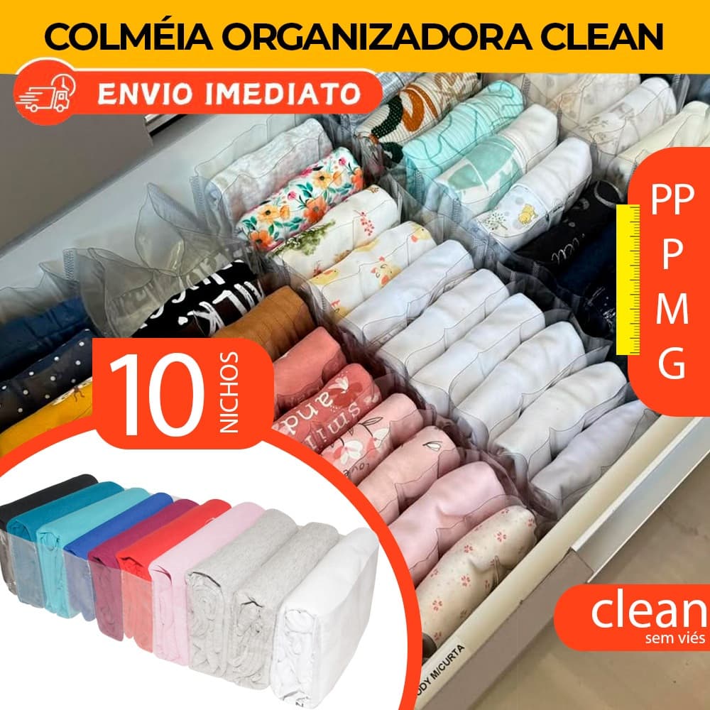 Kit com 10 Colmeia Organizadora de Gaveta Clean Transparente PP, P, M, G para Gavetas e Closet