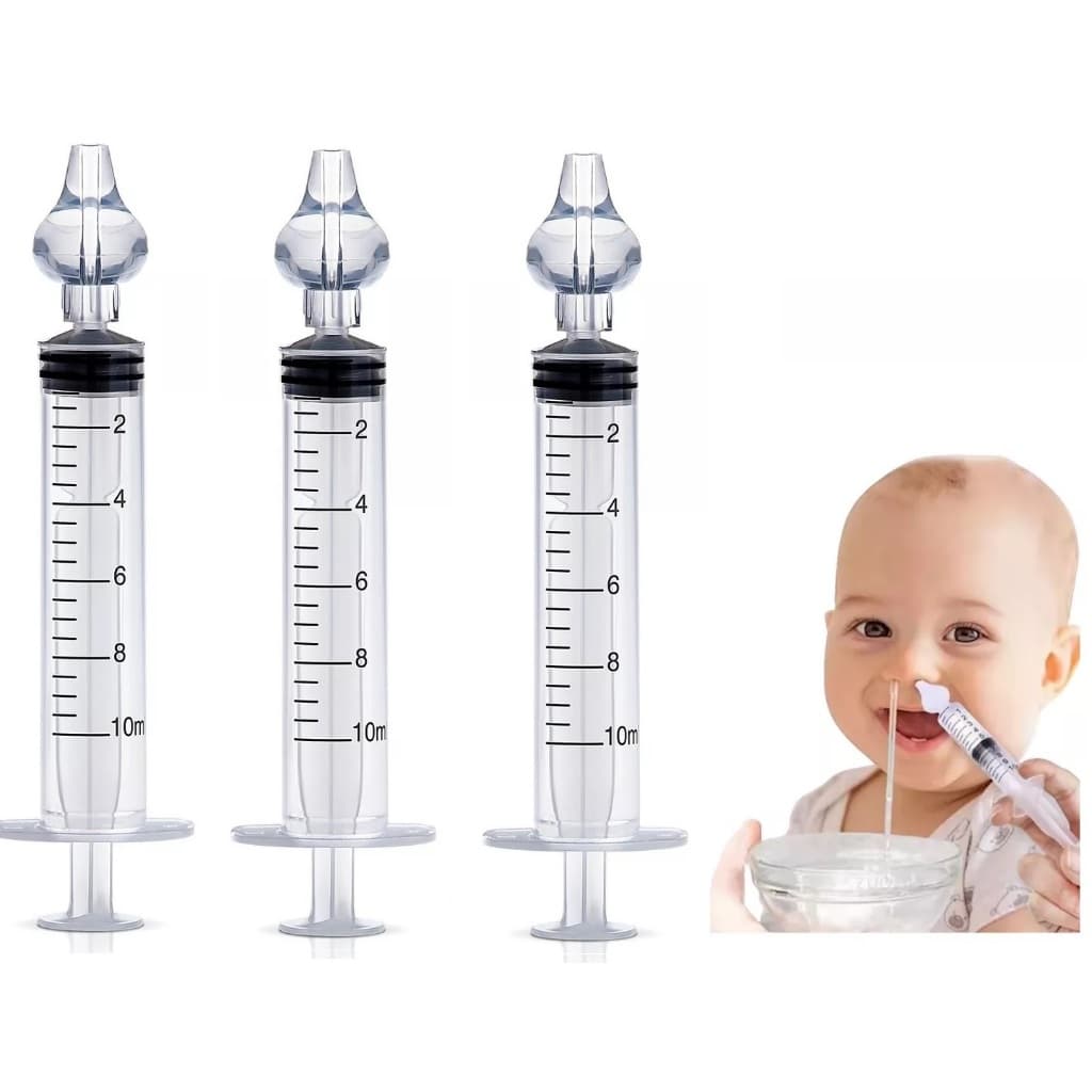 Kit 3 Seringas Lavagem Higienização Nasal Catarro Sinusite Bico Silicone