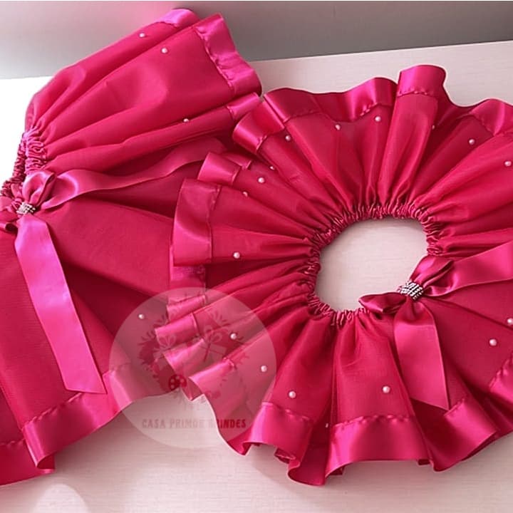 Saia de Tule Infantil Rosa Choque com foro sob medida  (1 mês a 16 anos)