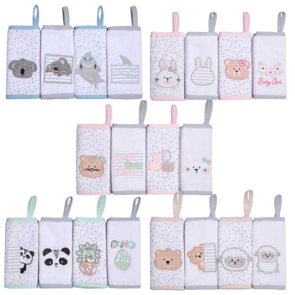 Pano de Boca com Prendedor de Chupeta 38cm x 36cm - Pano Fralda com Soft 100% Algodão Bordado Forrado