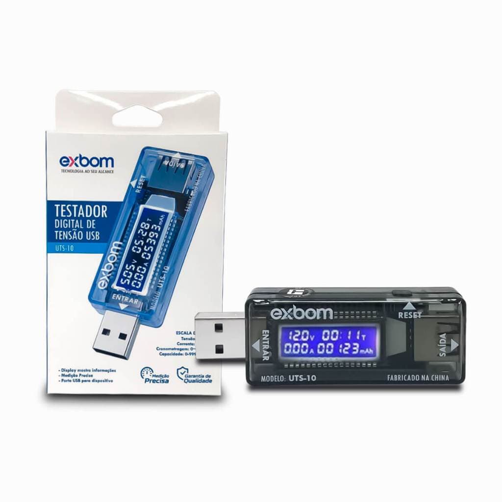 Testador Voltagem Porta USB Display Digital Corrente Medidor