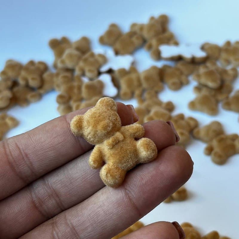 Aplique urso aveludado resina 10 unidades 2,5cm ursinho personalizado de luxo lembrancinha laceira festa infantil