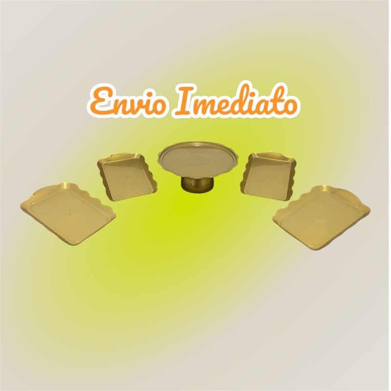 Kit Festa - 1 Boleira Cake 21 cm + 4 Mini Bandeja, 5 peças e diversas cores