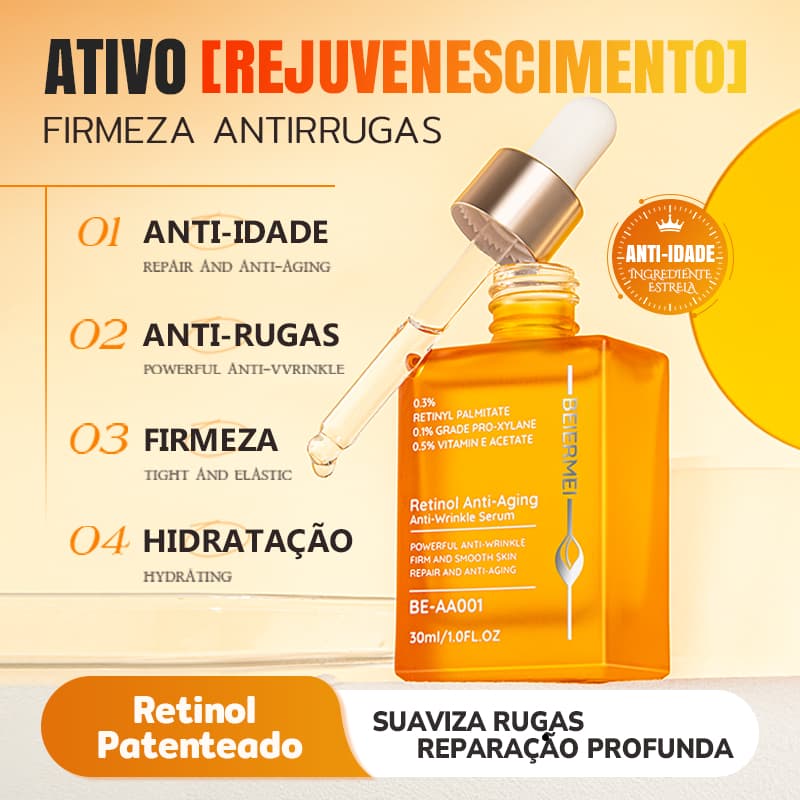 BEIERMEI Sérum Antienvelhecimento e Antirrugas com Retinol 30ml / 1.0 FL.OZ Antirrugas intenso Aperta e suaviza a pele