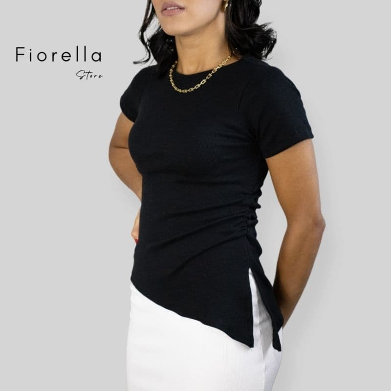 Blusa Feminina Blusinha assimétrica Drapeada com manga Casual trabalho